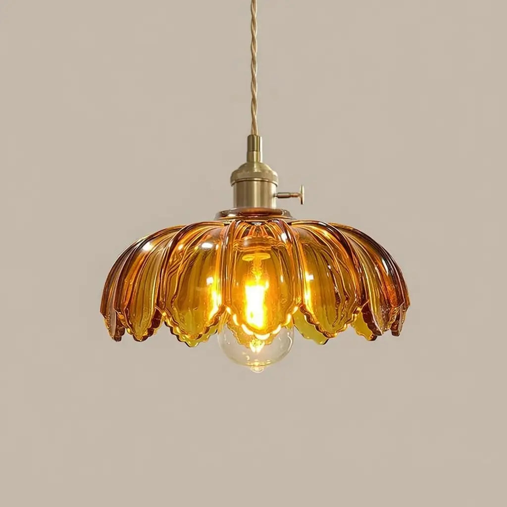 Mavis Contemporary Fluted Glass & Brass Pendant Light