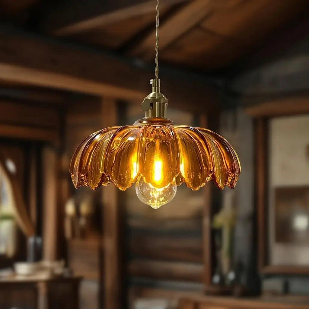 Mavis Contemporary Fluted Glass & Brass Pendant Light