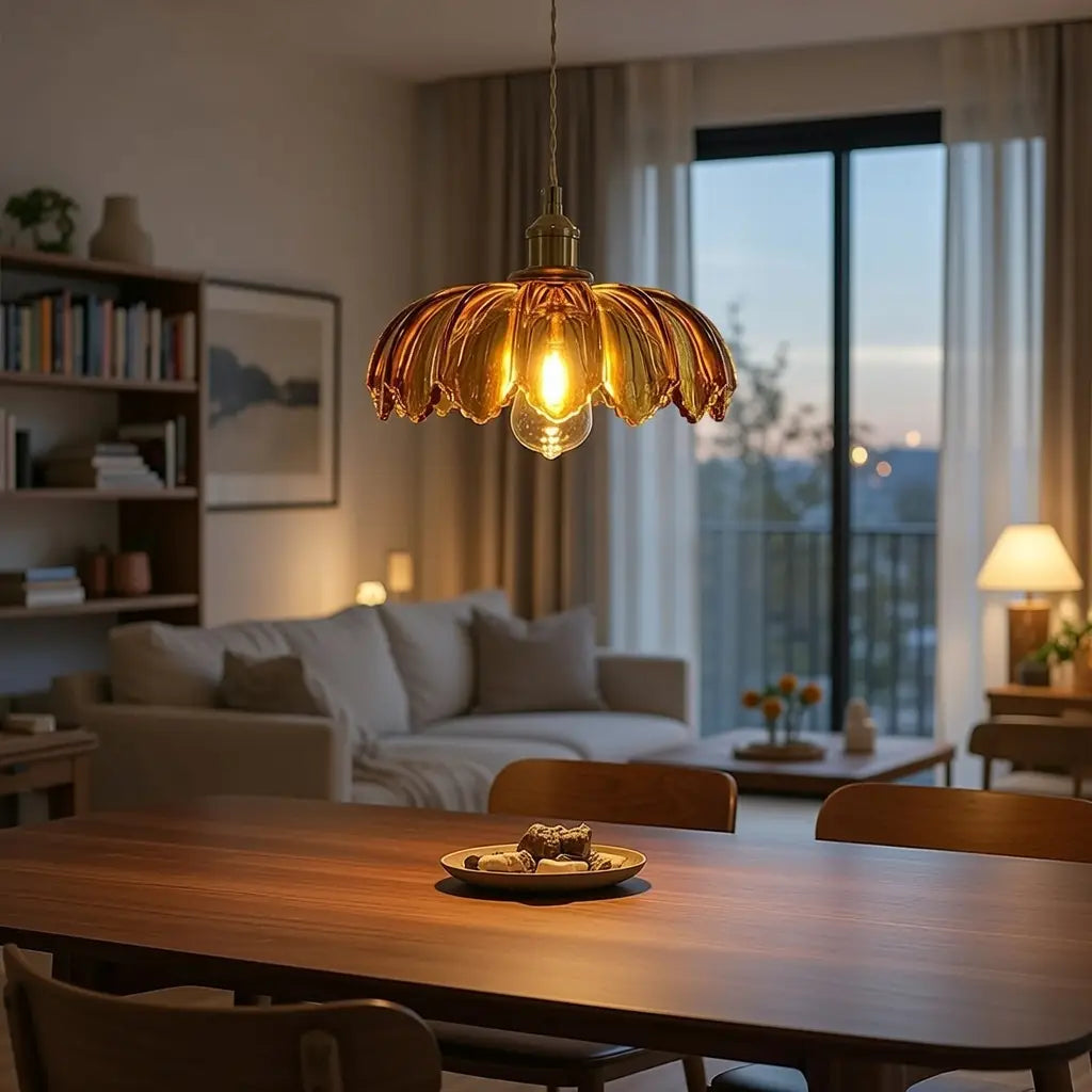 Mavis Contemporary Fluted Glass & Brass Pendant Light