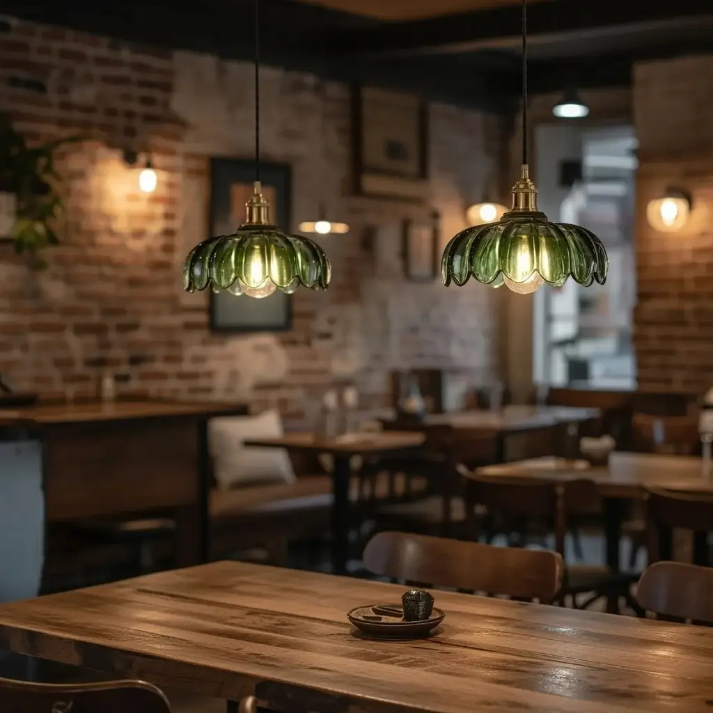 Mavis Contemporary Fluted Glass & Brass Pendant Light