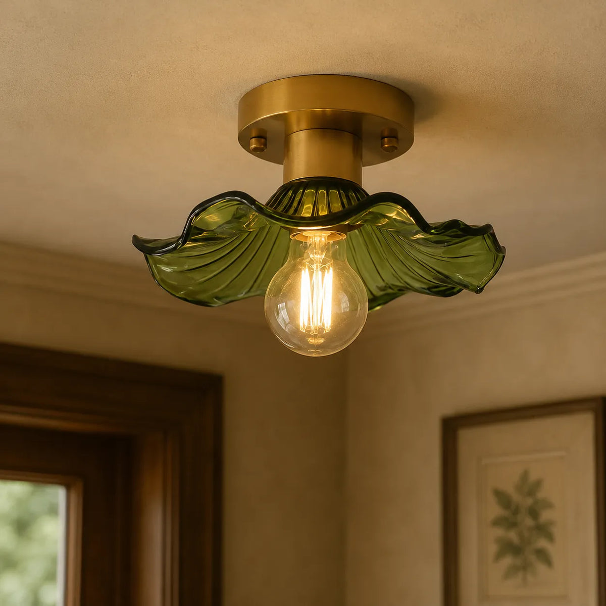 Florian Modern Sculpted Glass Flower Ceiling Light