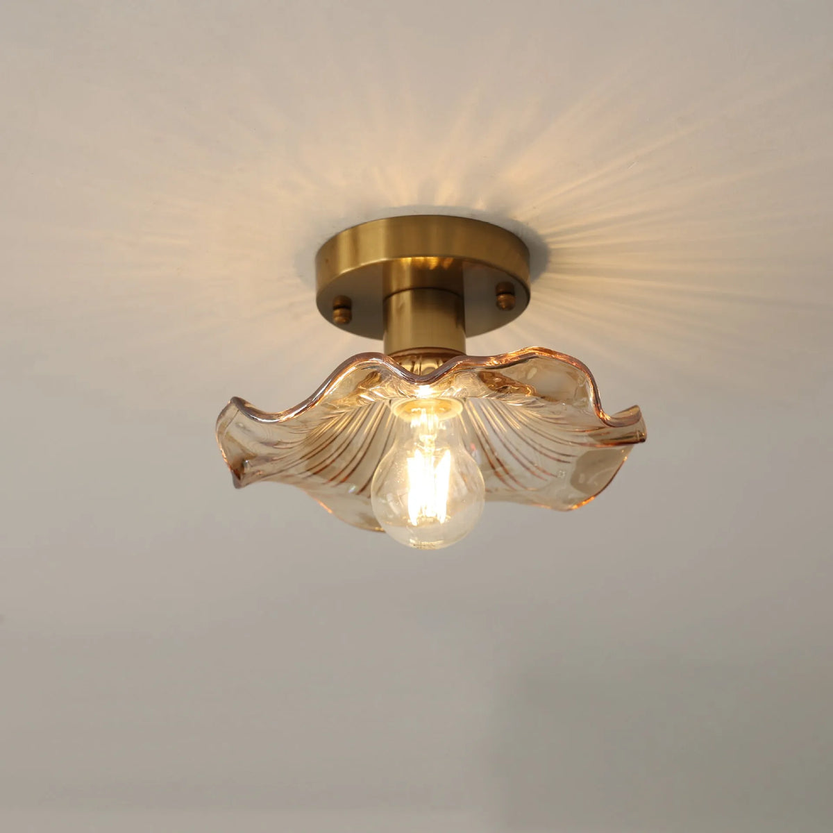 Florian Modern Sculpted Glass Flower Ceiling Light
