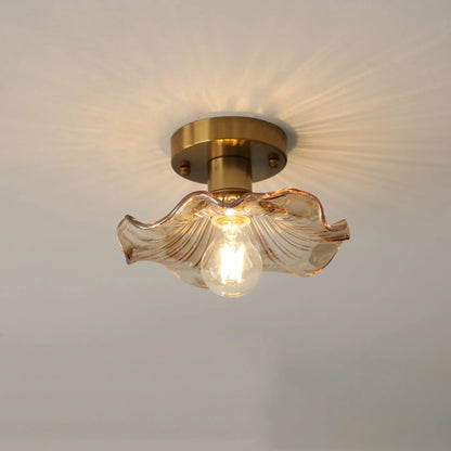 Flower-Inspired Ceiling Light with Sculpted Glass Shade
