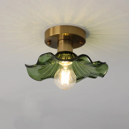 Flower-Inspired Ceiling Light with Sculpted Glass Shade
