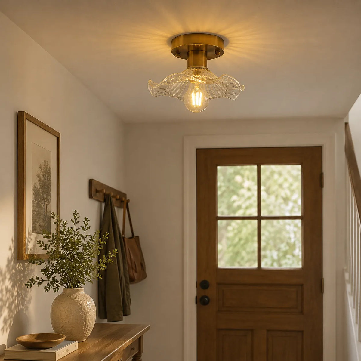Florian Modern Sculpted Glass Flower Ceiling Light