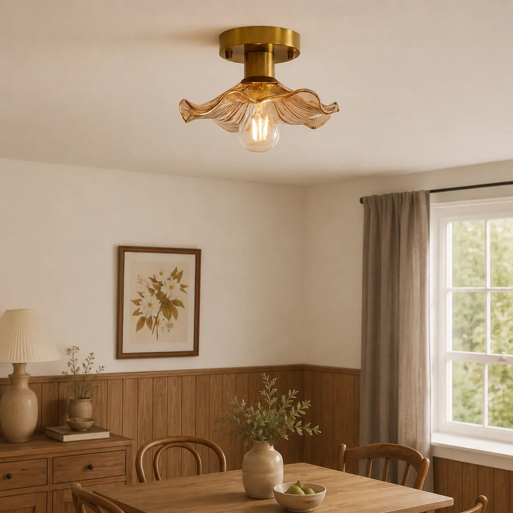 Florian Modern Sculpted Glass Flower Ceiling Light