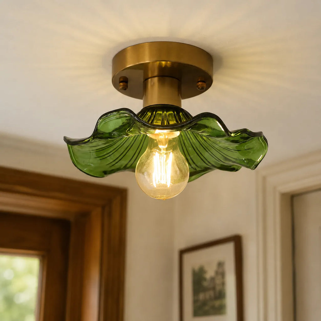 Florian Modern Sculpted Glass Flower Ceiling Light