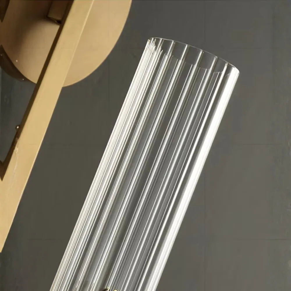 Avelela Modern Fluted Glass & Iron Wall Light