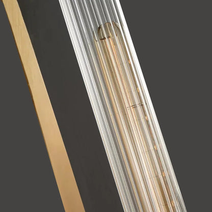 Fluted Glass and Iron Wall Sconce