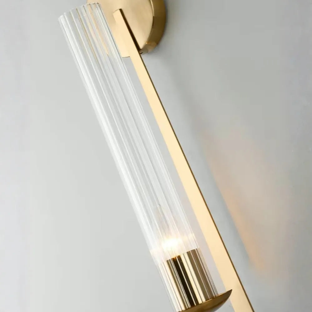 Avelela Modern Fluted Glass & Iron Wall Light