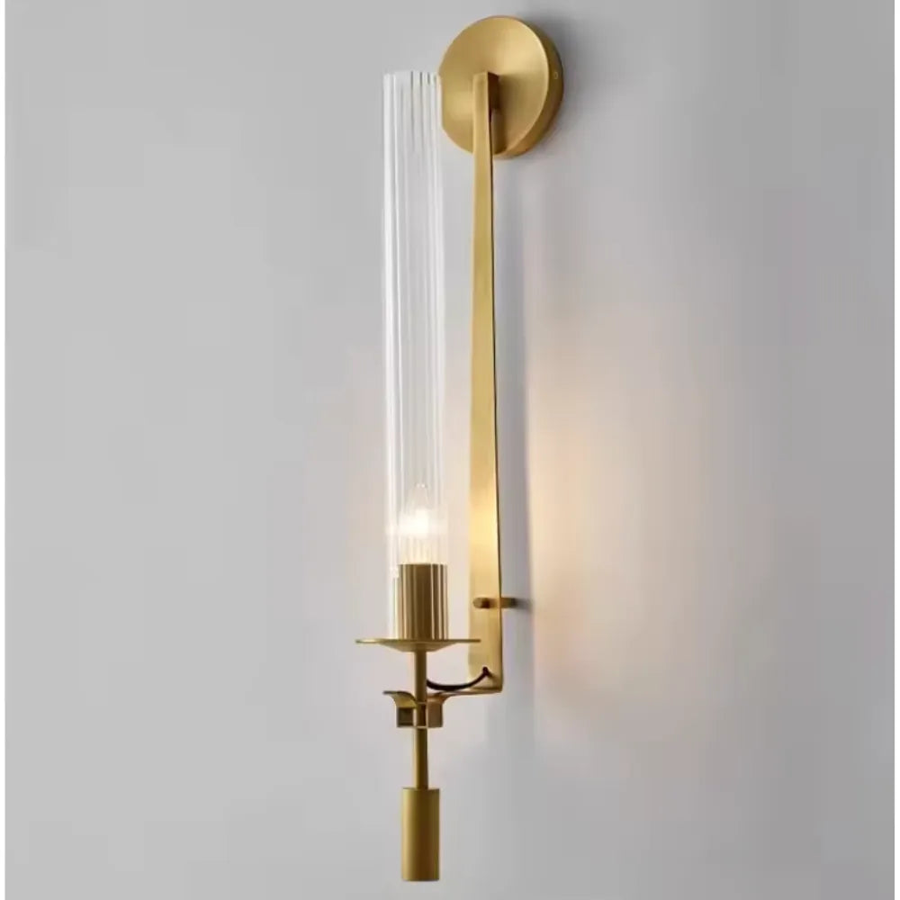 Avelela Modern Fluted Glass & Iron Wall Light