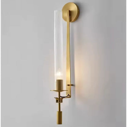 Fluted Glass and Iron Wall Sconce