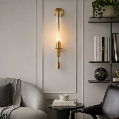 Fluted Glass and Iron Wall Sconce