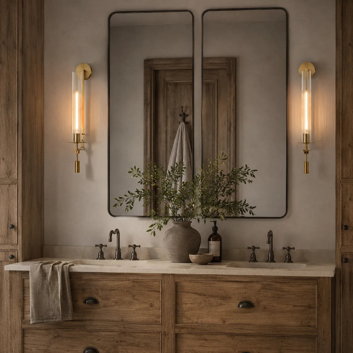 Avelela Modern Fluted Glass & Iron Wall Light