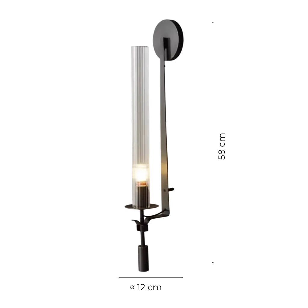 Fluted Glass and Iron Wall Sconce