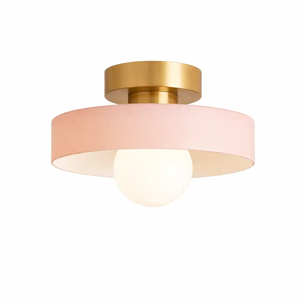 Huxley Bauhaus Brass & Glass Flush Mount Ceiling Light