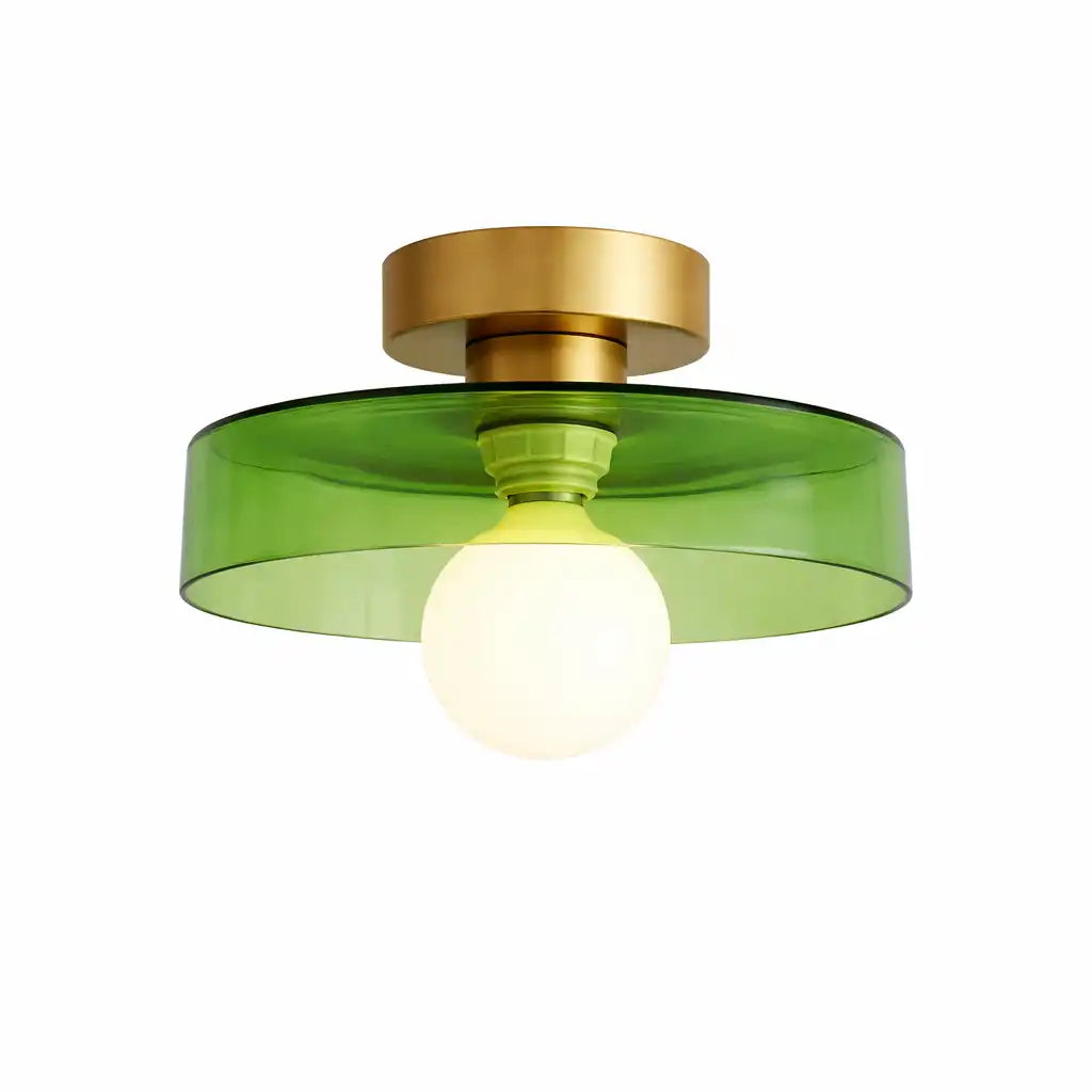 Huxley Bauhaus Brass & Glass Flush Mount Ceiling Light