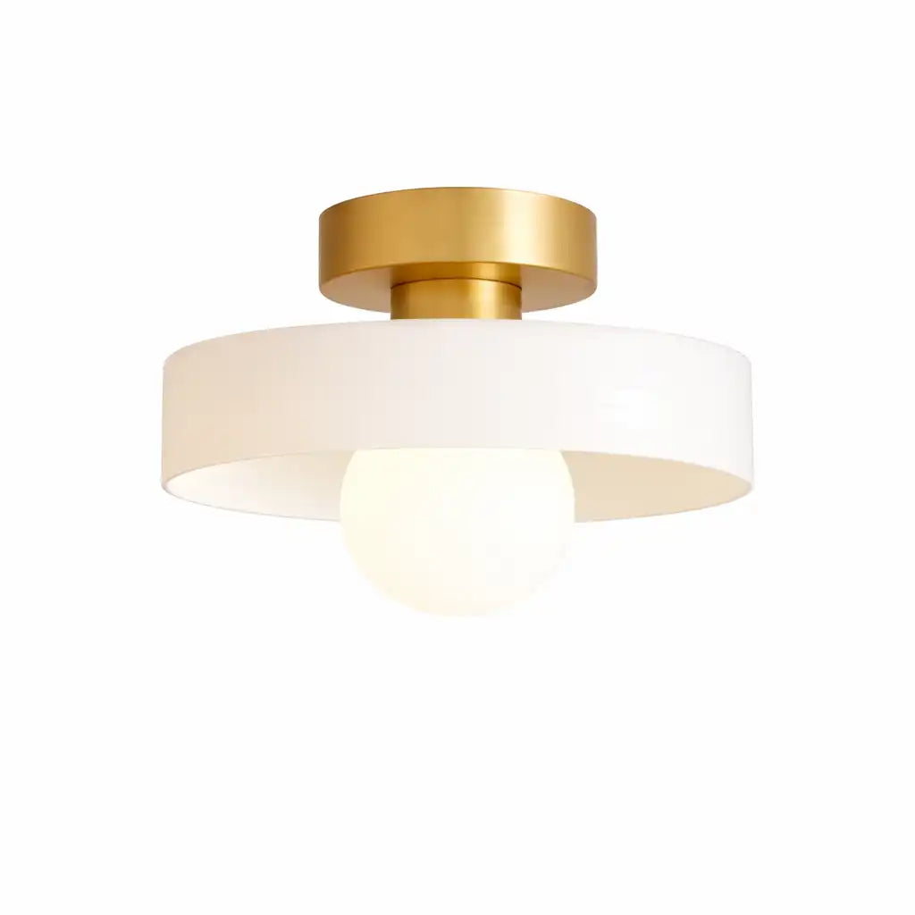 Huxley Bauhaus Brass & Glass Flush Mount Ceiling Light