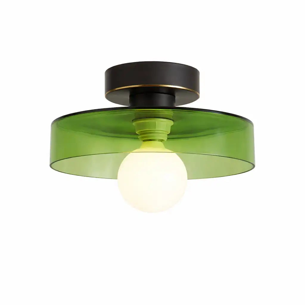 Huxley Bauhaus Brass & Glass Flush Mount Ceiling Light