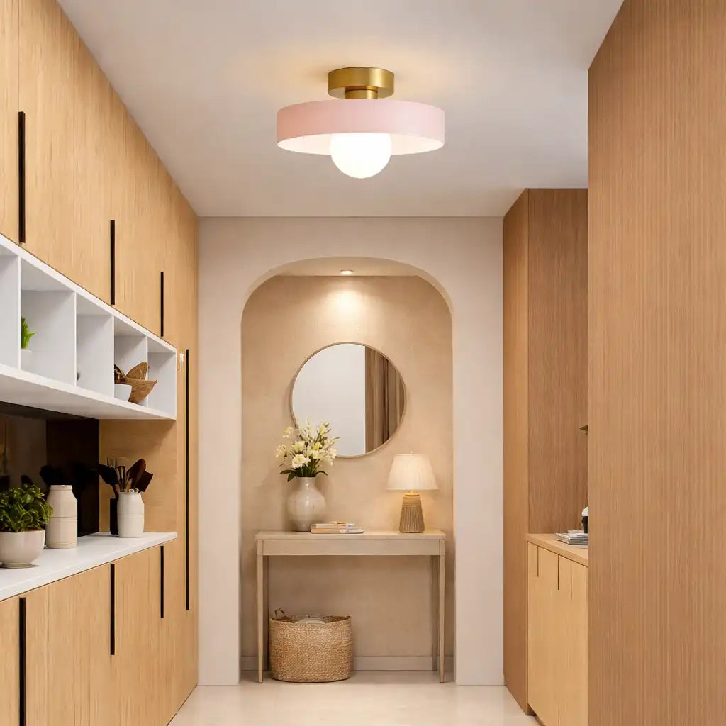 Huxley Bauhaus Brass & Glass Flush Mount Ceiling Light