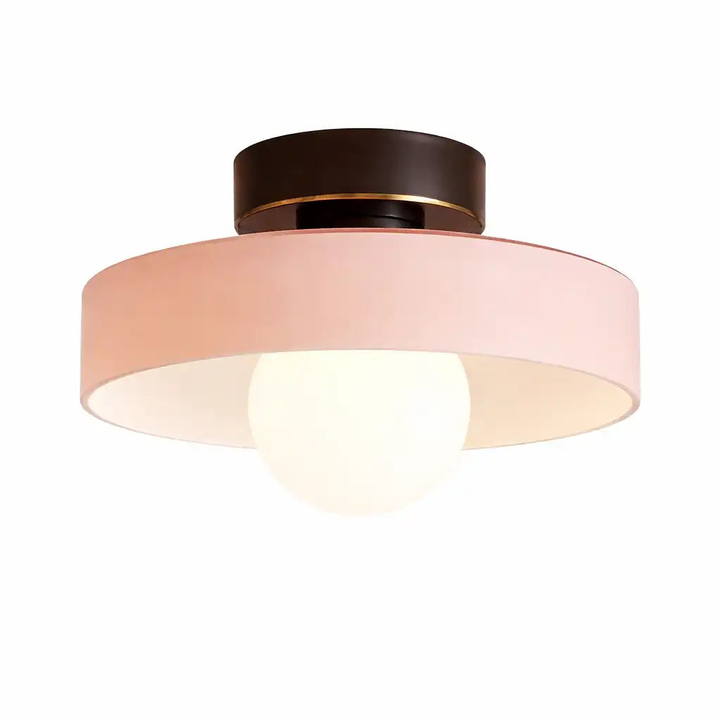 Huxley Bauhaus Brass & Glass Flush Mount Ceiling Light