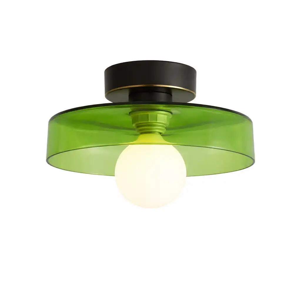 Huxley Bauhaus Brass & Glass Flush Mount Ceiling Light