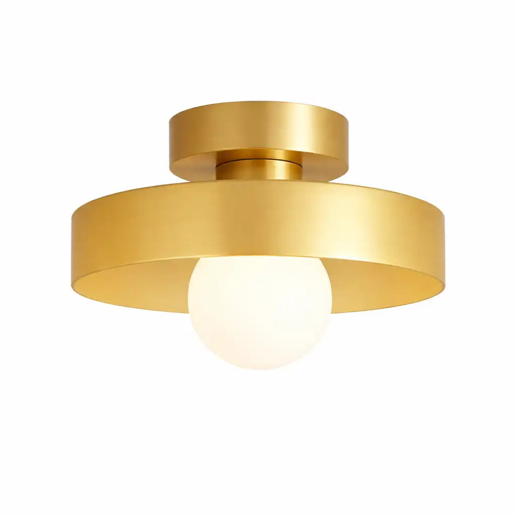 Huxley Bauhaus Brass & Glass Flush Mount Ceiling Light