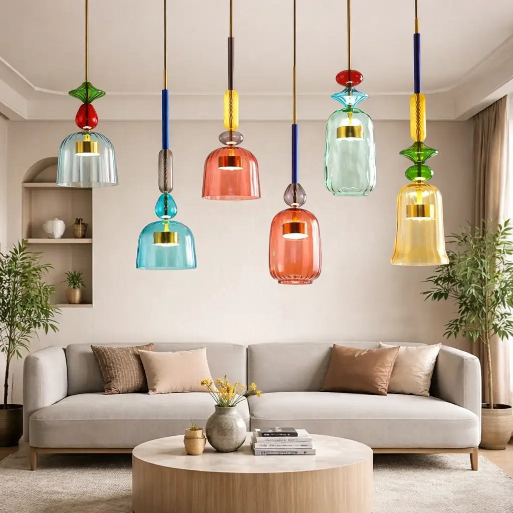 Glacia Modern Jewel-Tone Stacked Glass Pendant Light