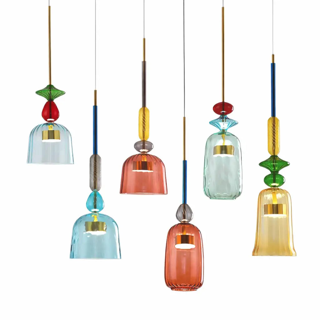 Glacia Modern Jewel-Tone Stacked Glass Pendant Light