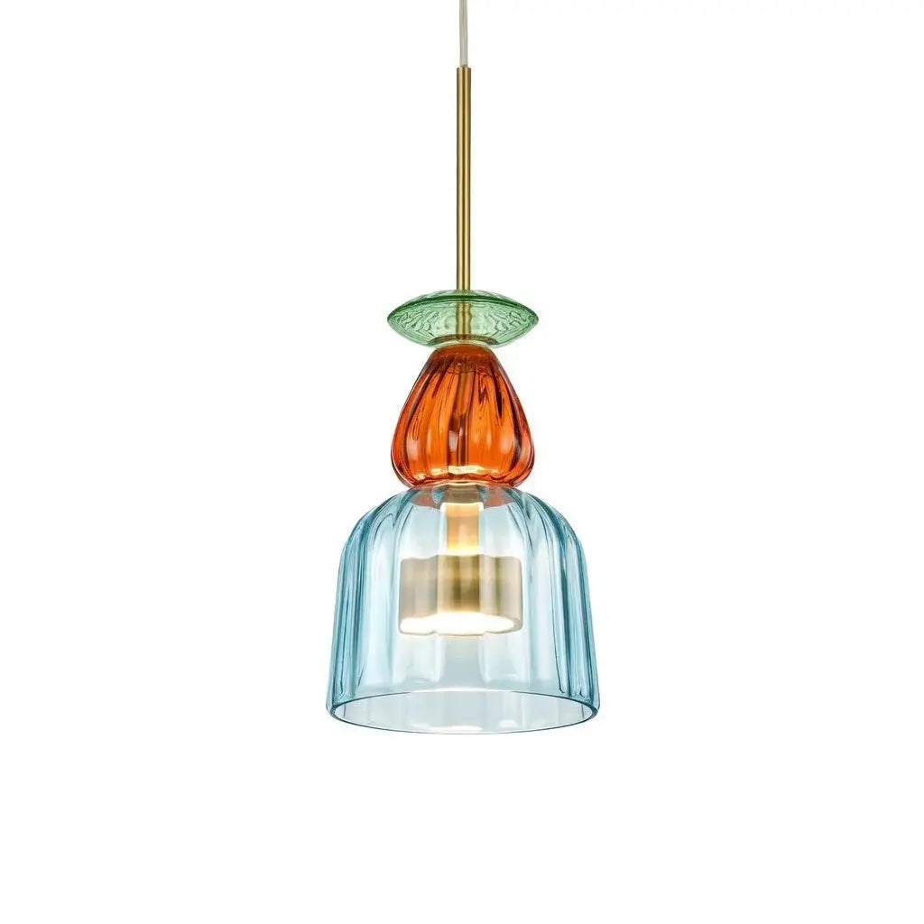 Glacia Modern Jewel-Tone Stacked Glass Pendant Light