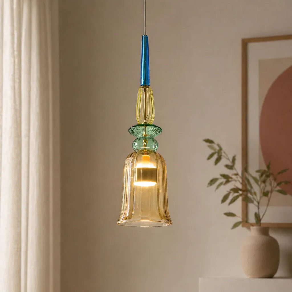 Glacia Modern Jewel-Tone Stacked Glass Pendant Light