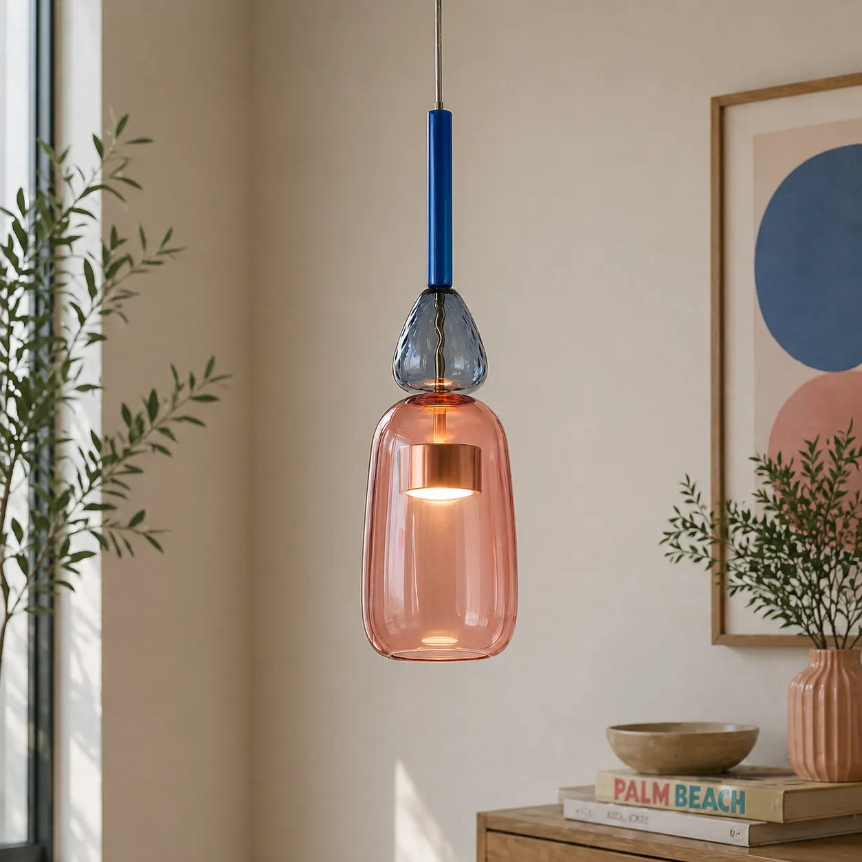 Glacia Modern Jewel-Tone Stacked Glass Pendant Light