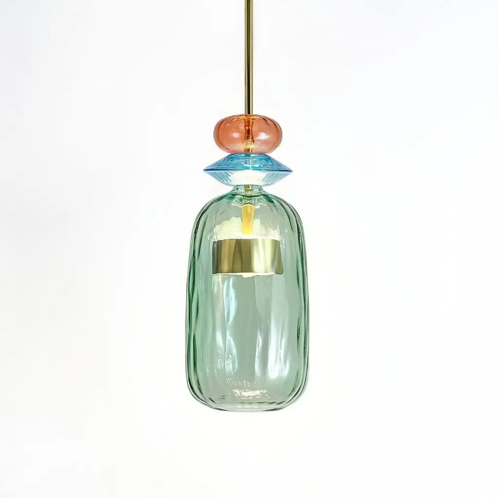 Glacia Modern Jewel-Tone Stacked Glass Pendant Light