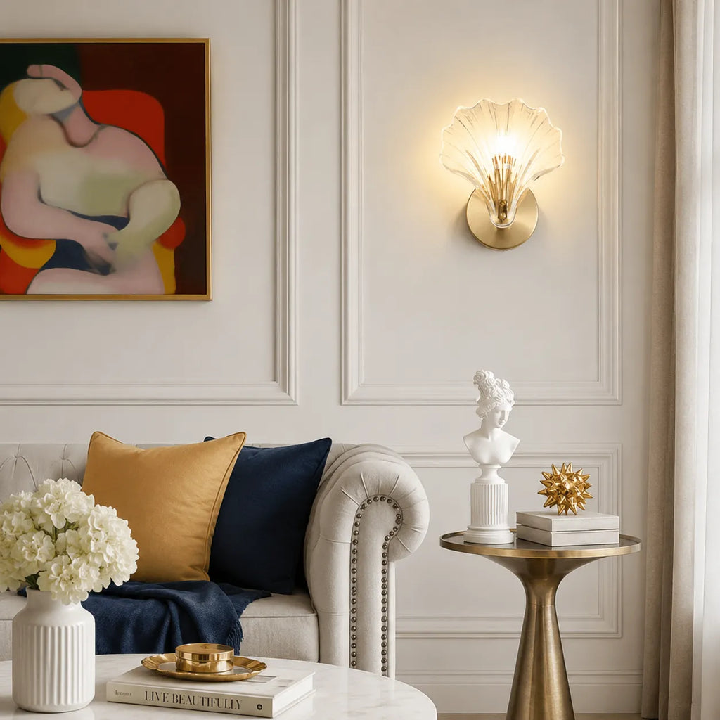 Romy Seashell Glass & Brass Wall Light