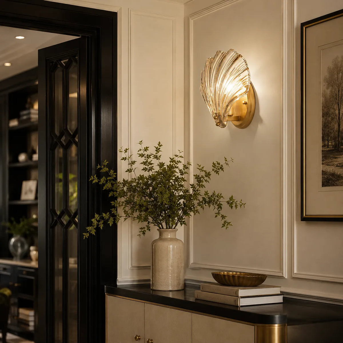 Romy Seashell Glass & Brass Wall Light