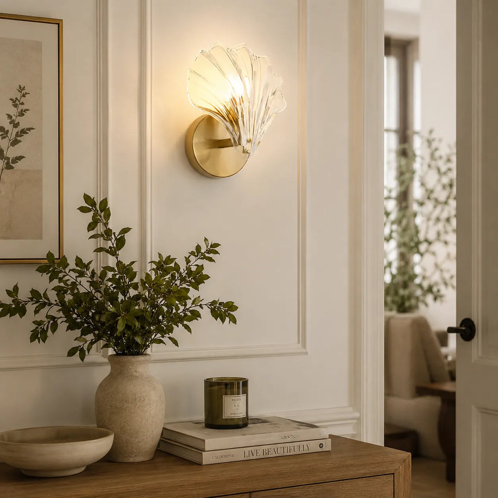 Romy Seashell Glass & Brass Wall Light