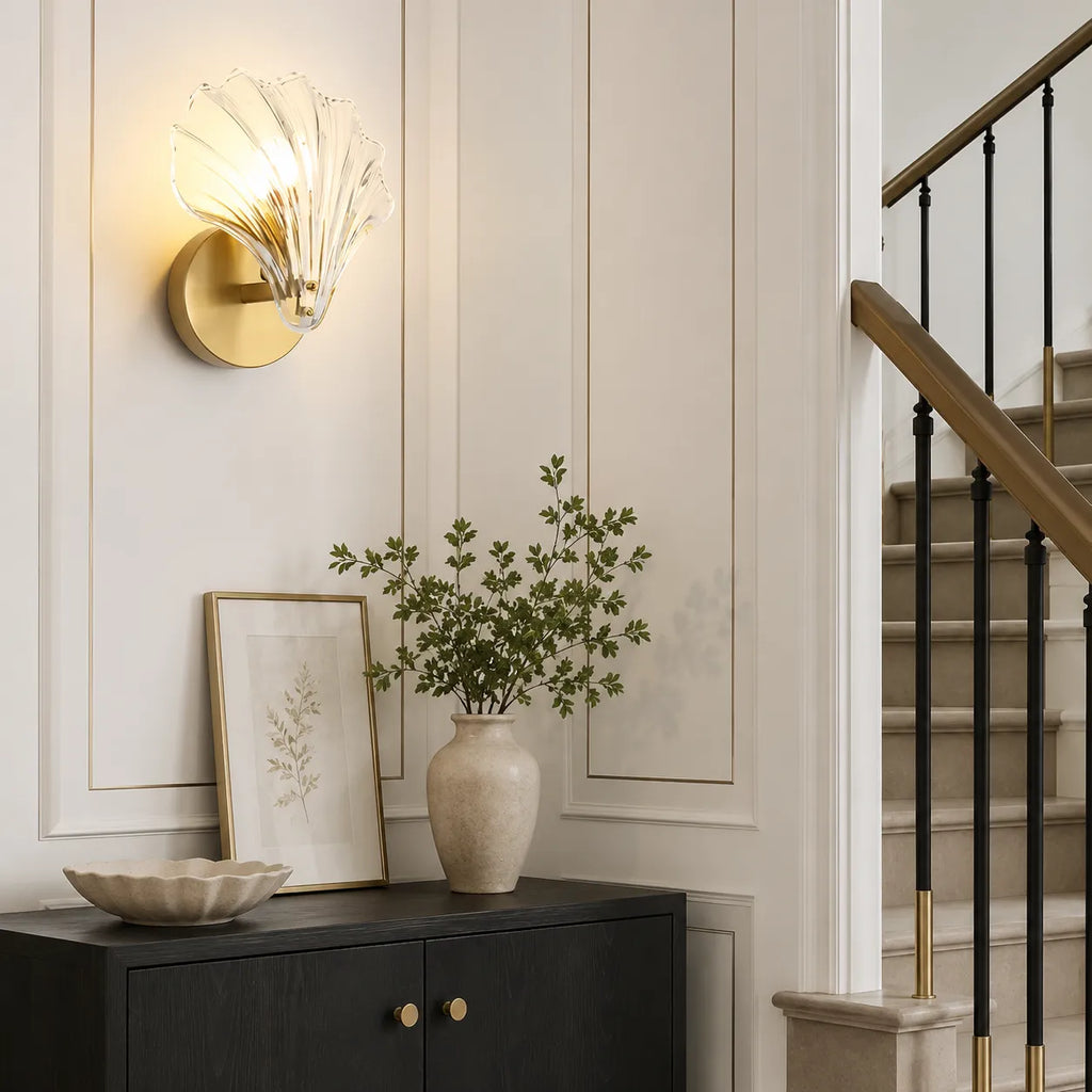 Romy Seashell Glass & Brass Wall Light
