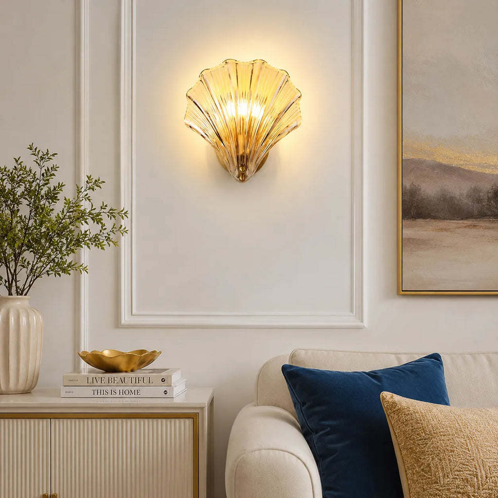 Romy Seashell Glass & Brass Wall Light