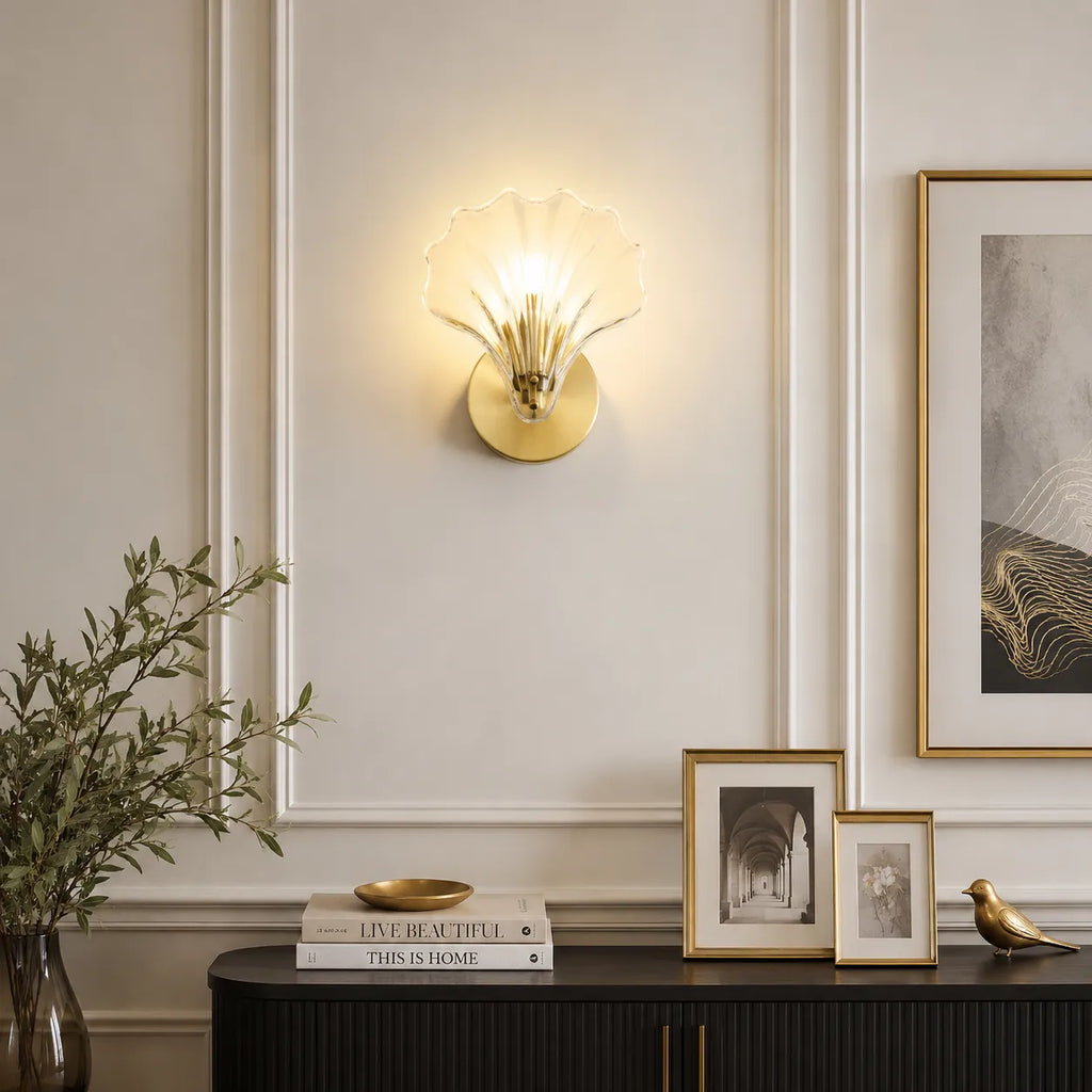 Romy Seashell Glass & Brass Wall Light