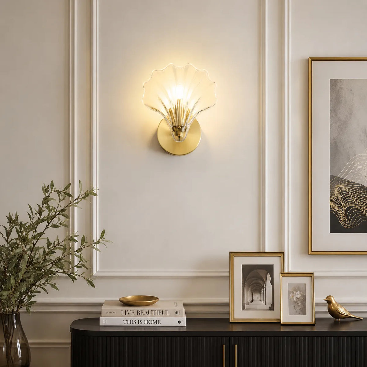 Romy Seashell Glass & Brass Wall Light