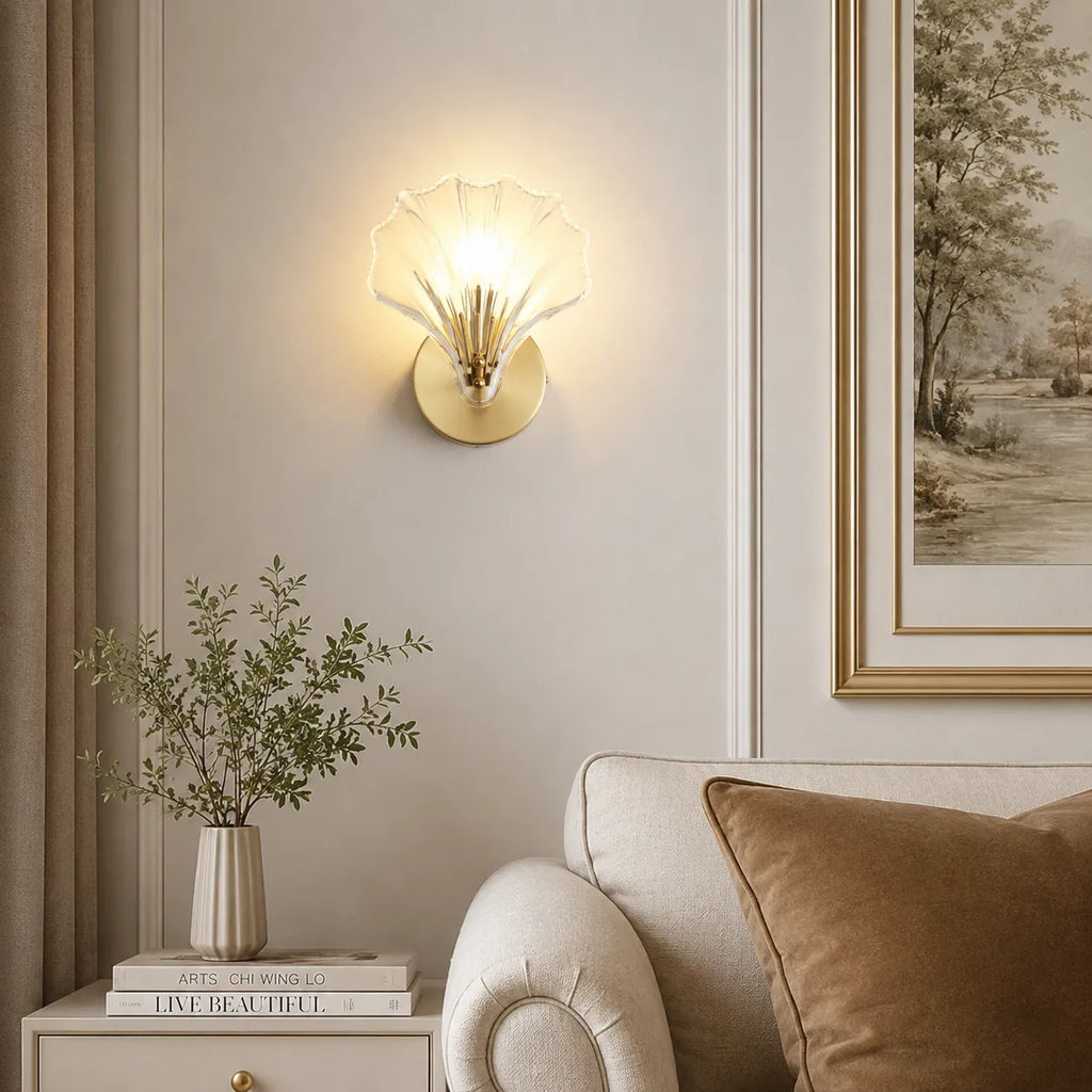 Romy Seashell Glass & Brass Wall Light