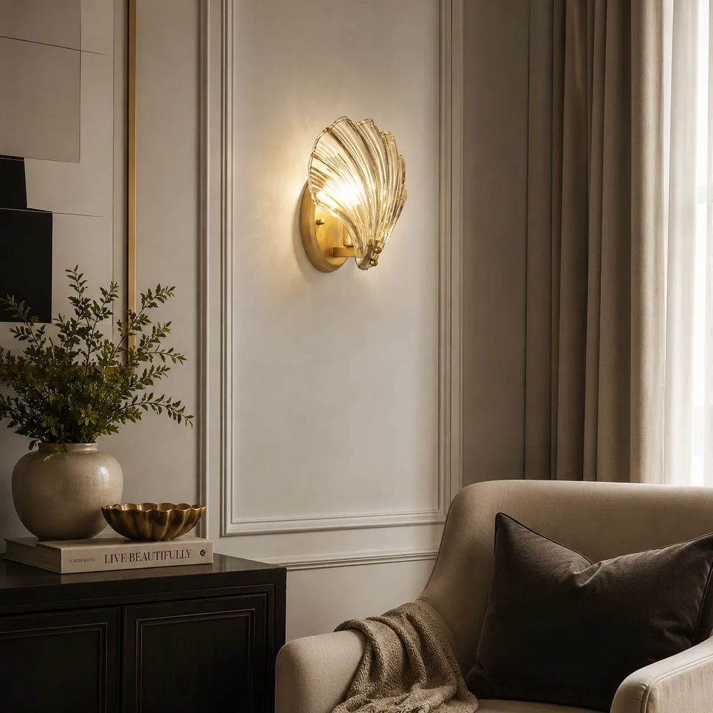 Romy Seashell Glass & Brass Wall Light