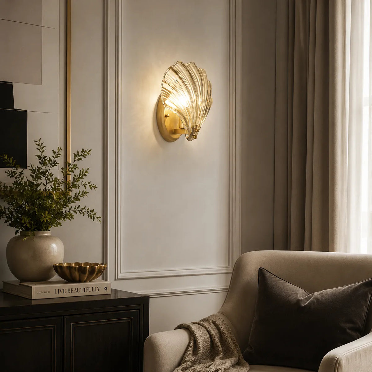 Romy Seashell Glass & Brass Wall Light