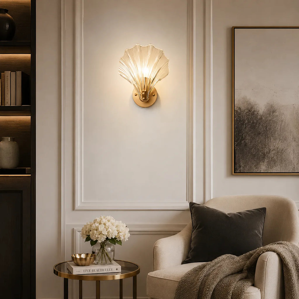 Romy Seashell Glass & Brass Wall Light
