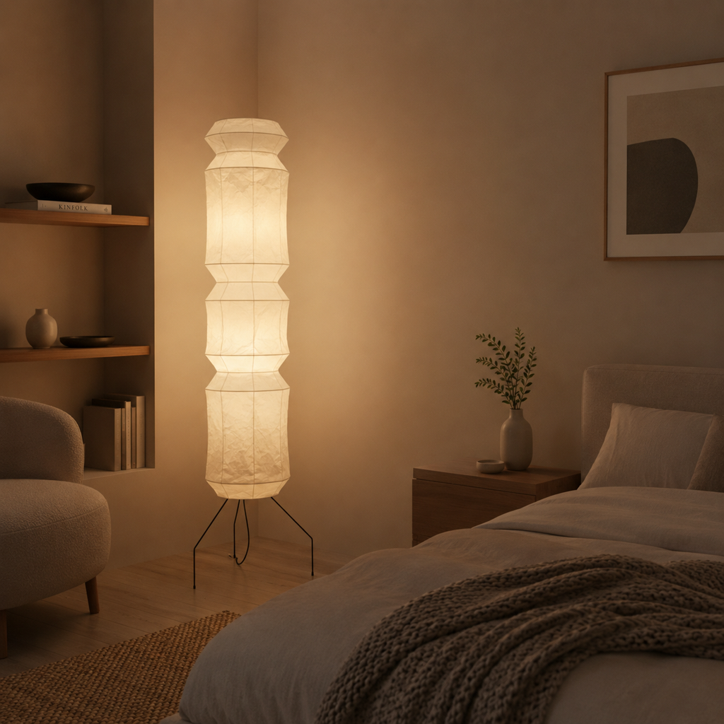 Aveline Japanese Washi Paper & Wood Floor Lamp