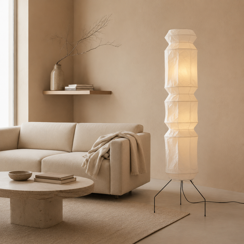 Aveline Japanese Washi Paper & Wood Floor Lamp