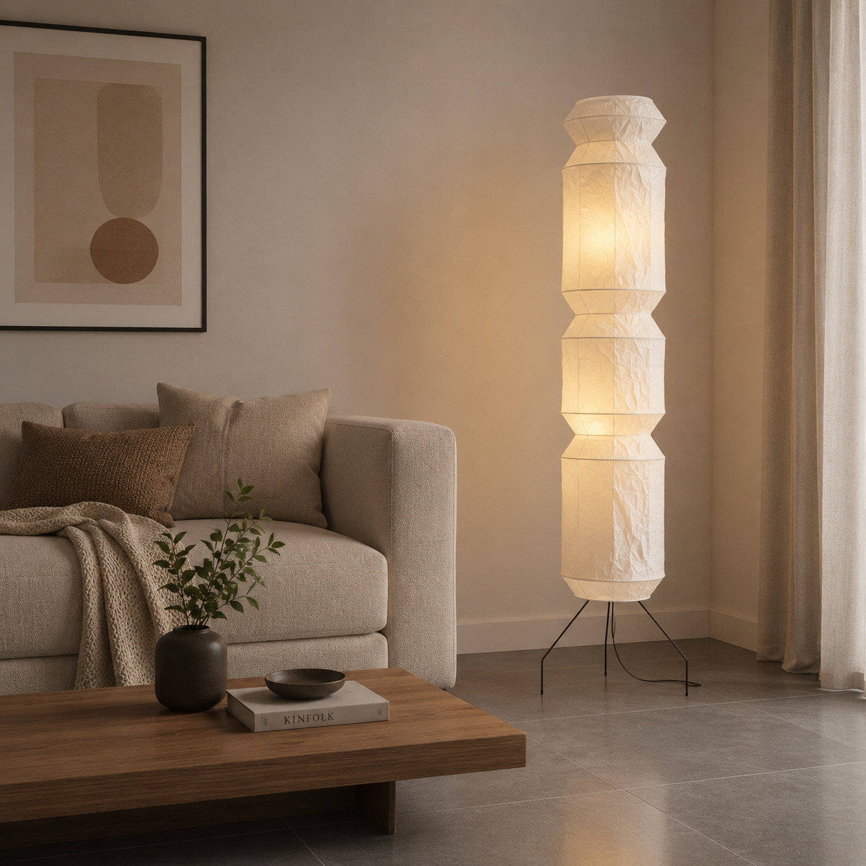 Handmade Washi Paper Floor Lamp