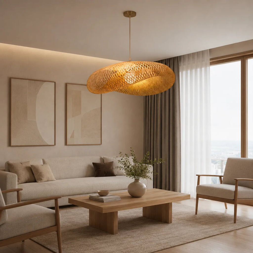 Avaora Handwoven Bamboo & Rattan Pendant Light