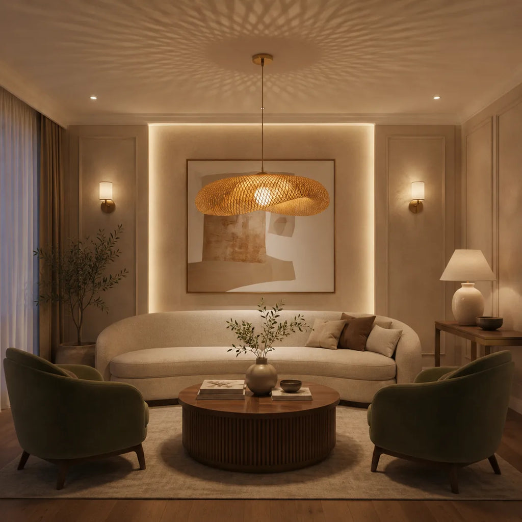Avaora Handwoven Bamboo & Rattan Pendant Light
