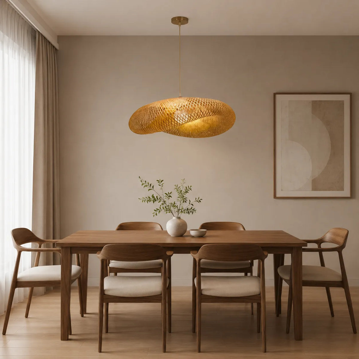 Avaora Handwoven Bamboo & Rattan Pendant Light